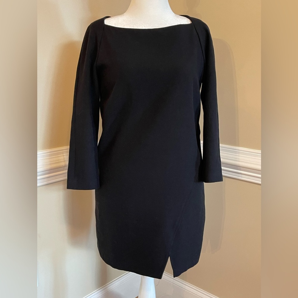 Zara Black Dress, Long Sleeve, Asymmetrical, LBD, Short Sheath, XL, Sexy & Chic